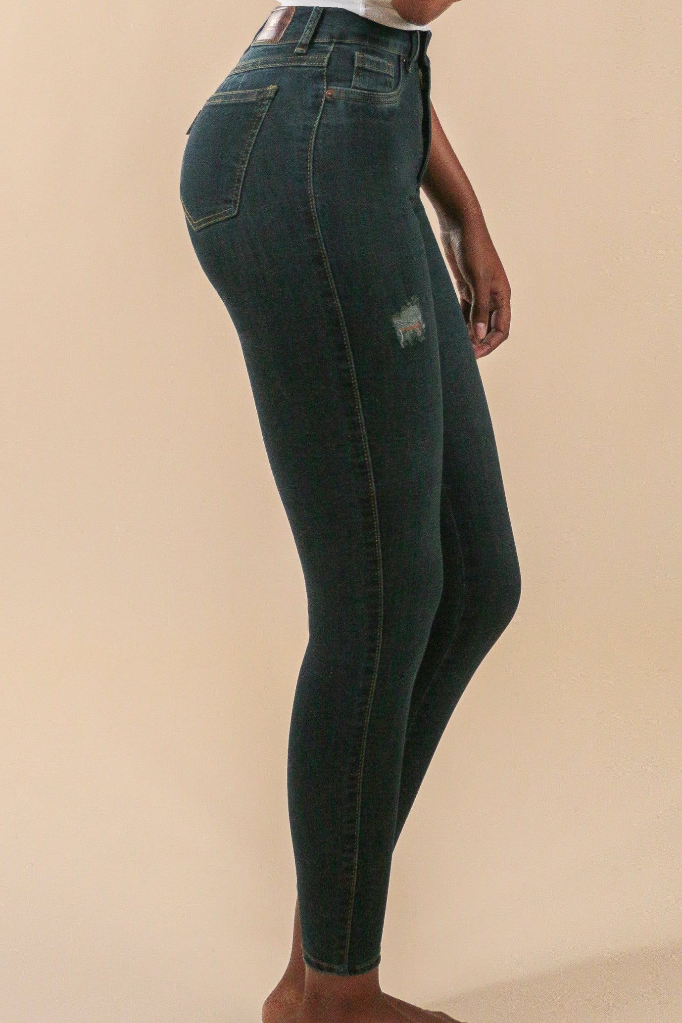 [23102] Skinny Jeans Azul Oscuro Desgastado