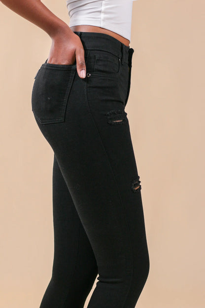Skinny Jeans Negros Con Rotos
