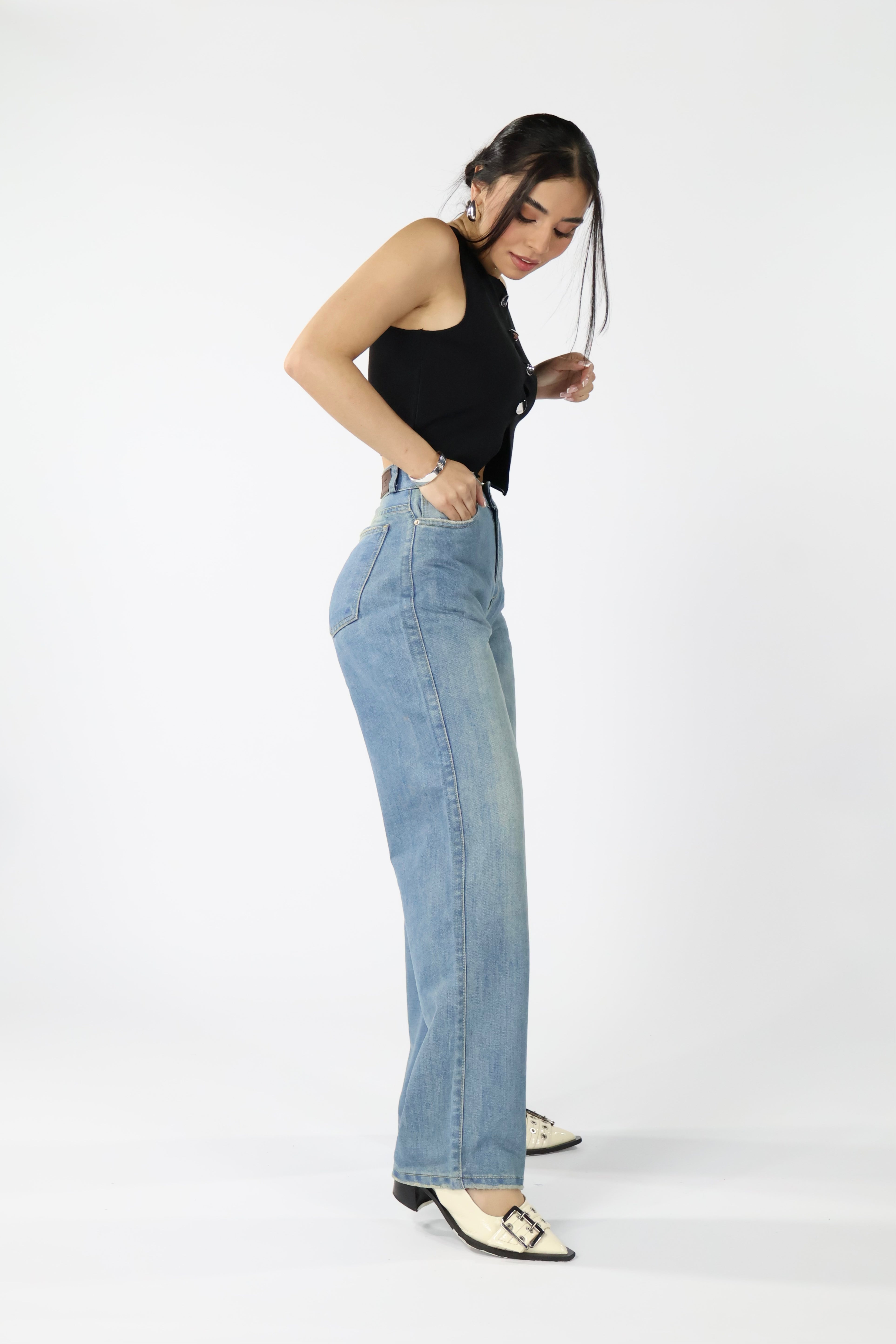 WIDE LEG JEANS AZUL DESVANECIDO · REF 25105