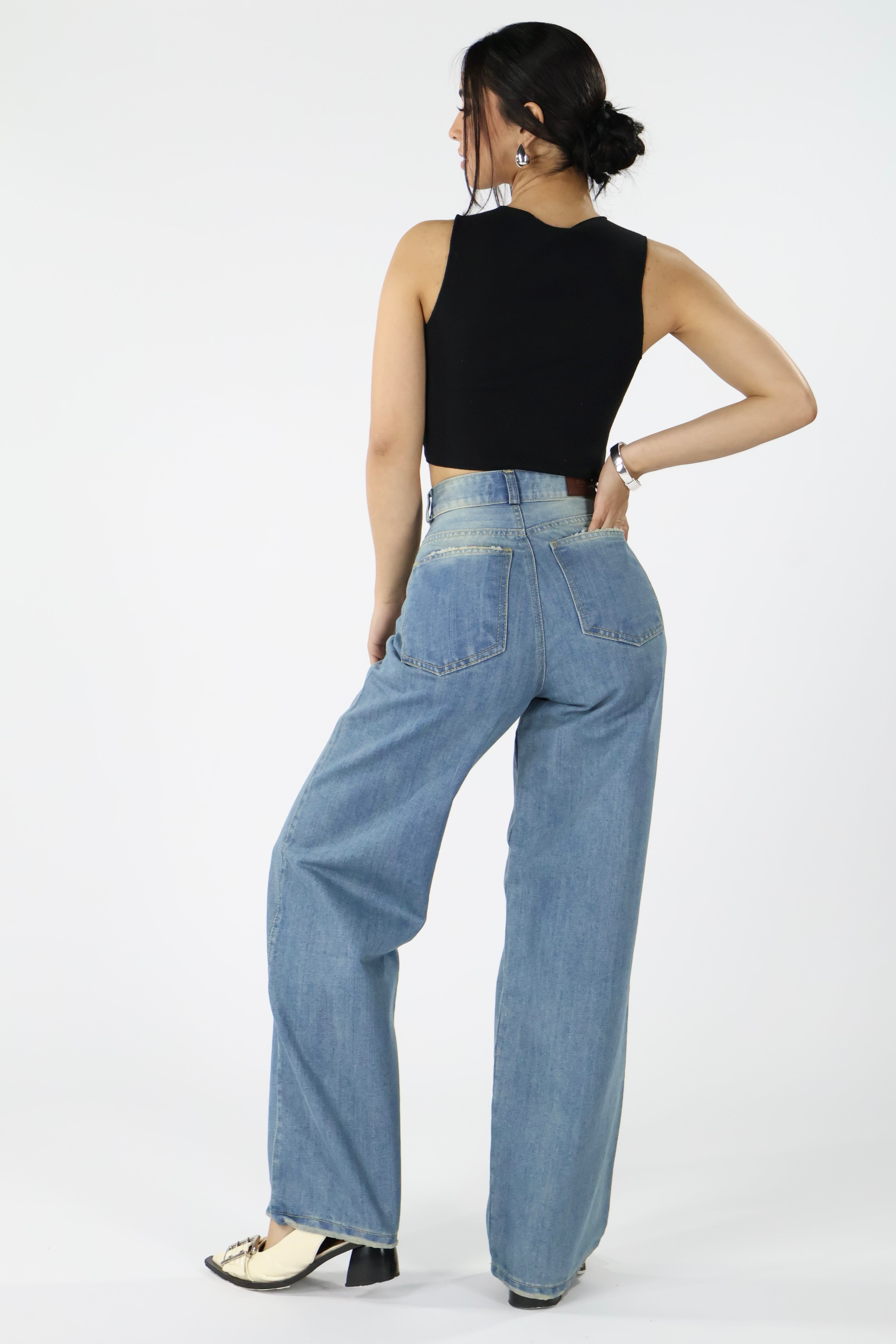 WIDE LEG JEANS AZUL DESVANECIDO · REF 25105