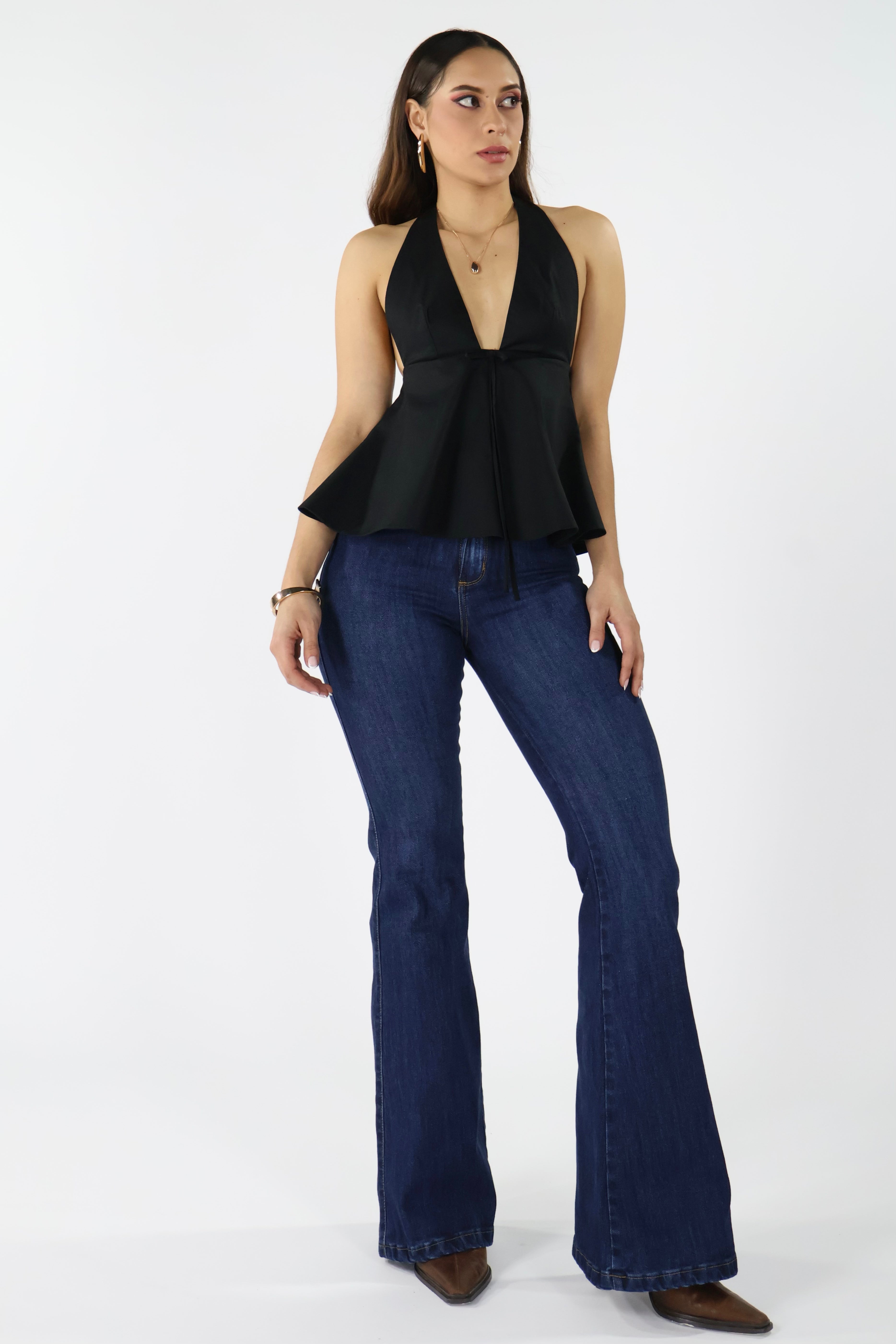 JEANS BOTA CAMPANA AZUL PROFUNDO LAVADO · REF 25103