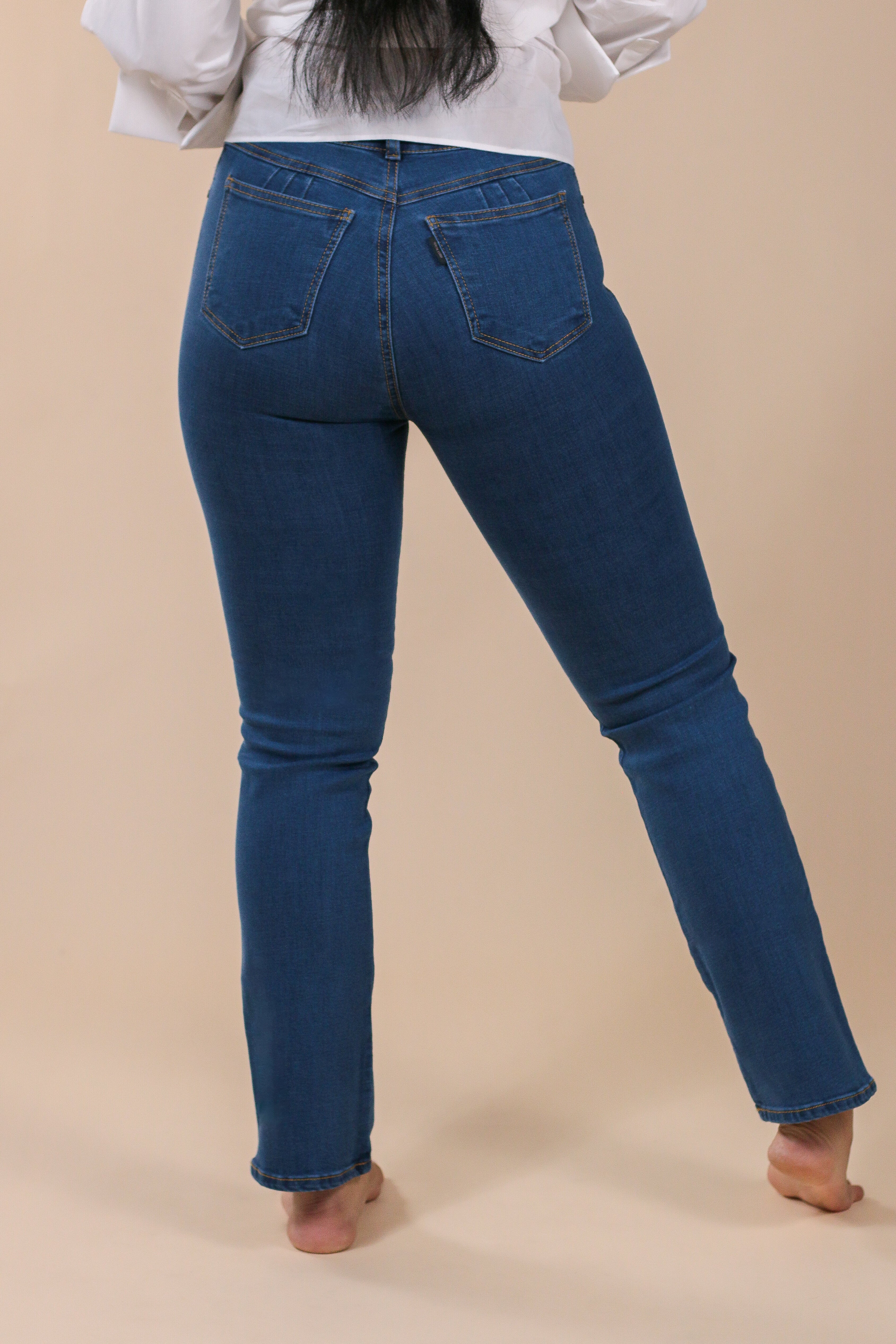[2190] Straight Leg Jeans Azul Medio