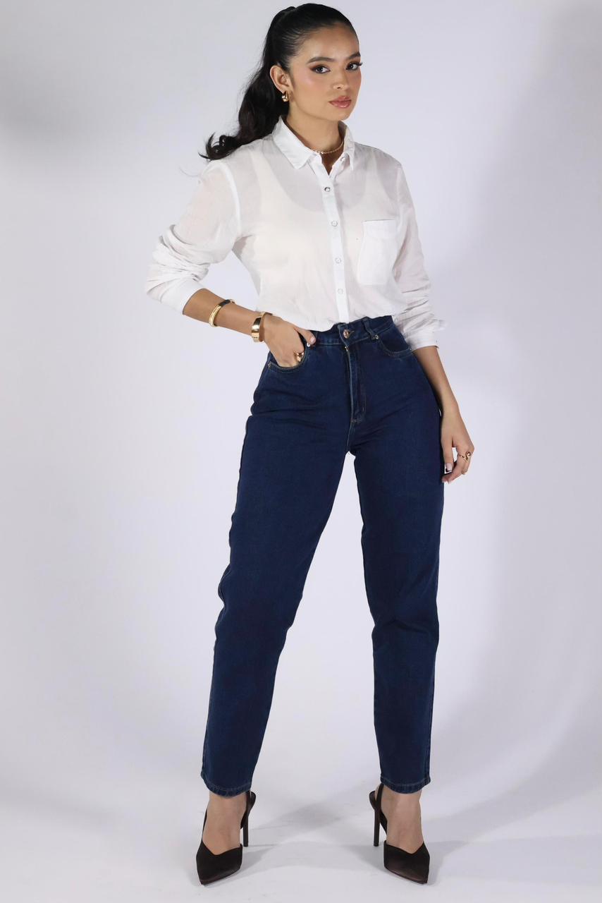MOM JEANS AZUL OSCURO CLÁSICO · REF 2184