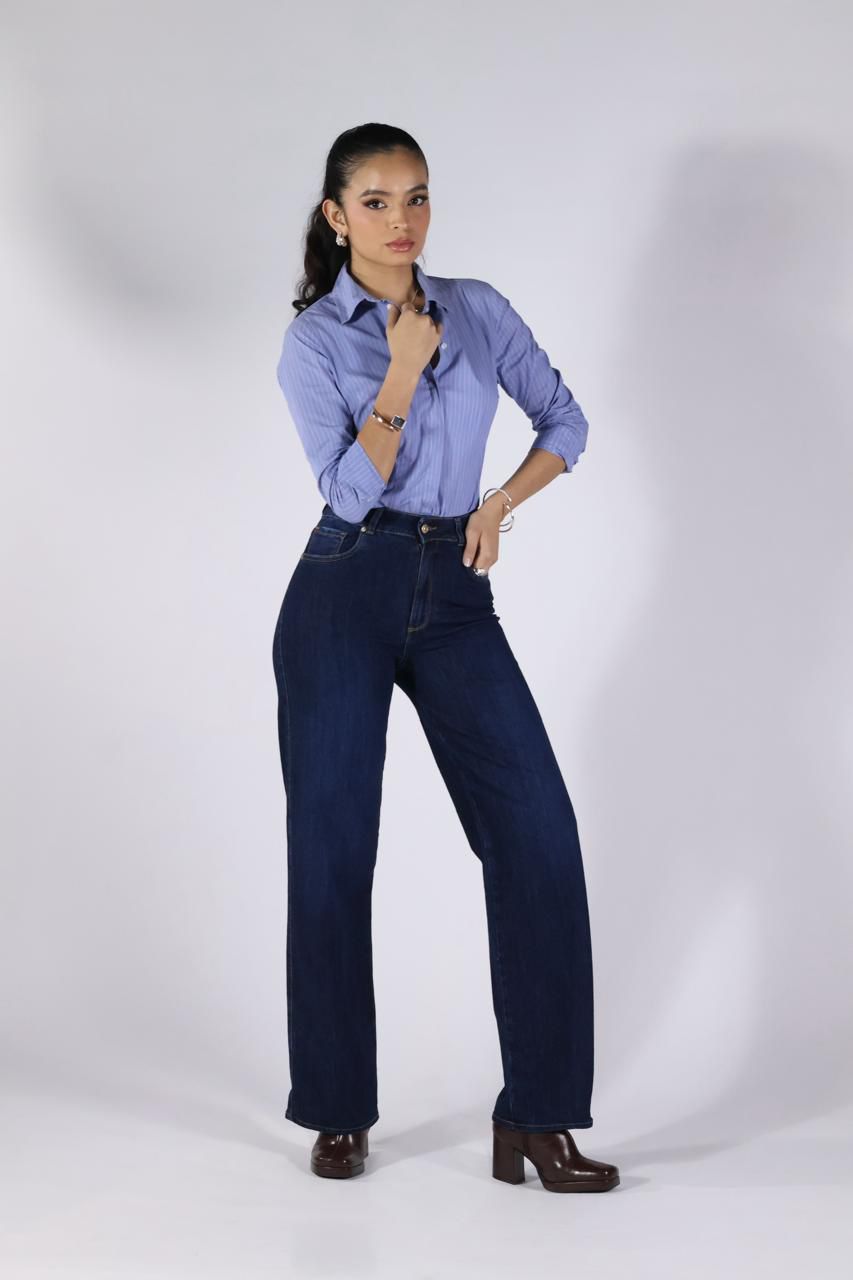 WIDE LEG STRETCH AZUL PROFUNDO · REF 2626