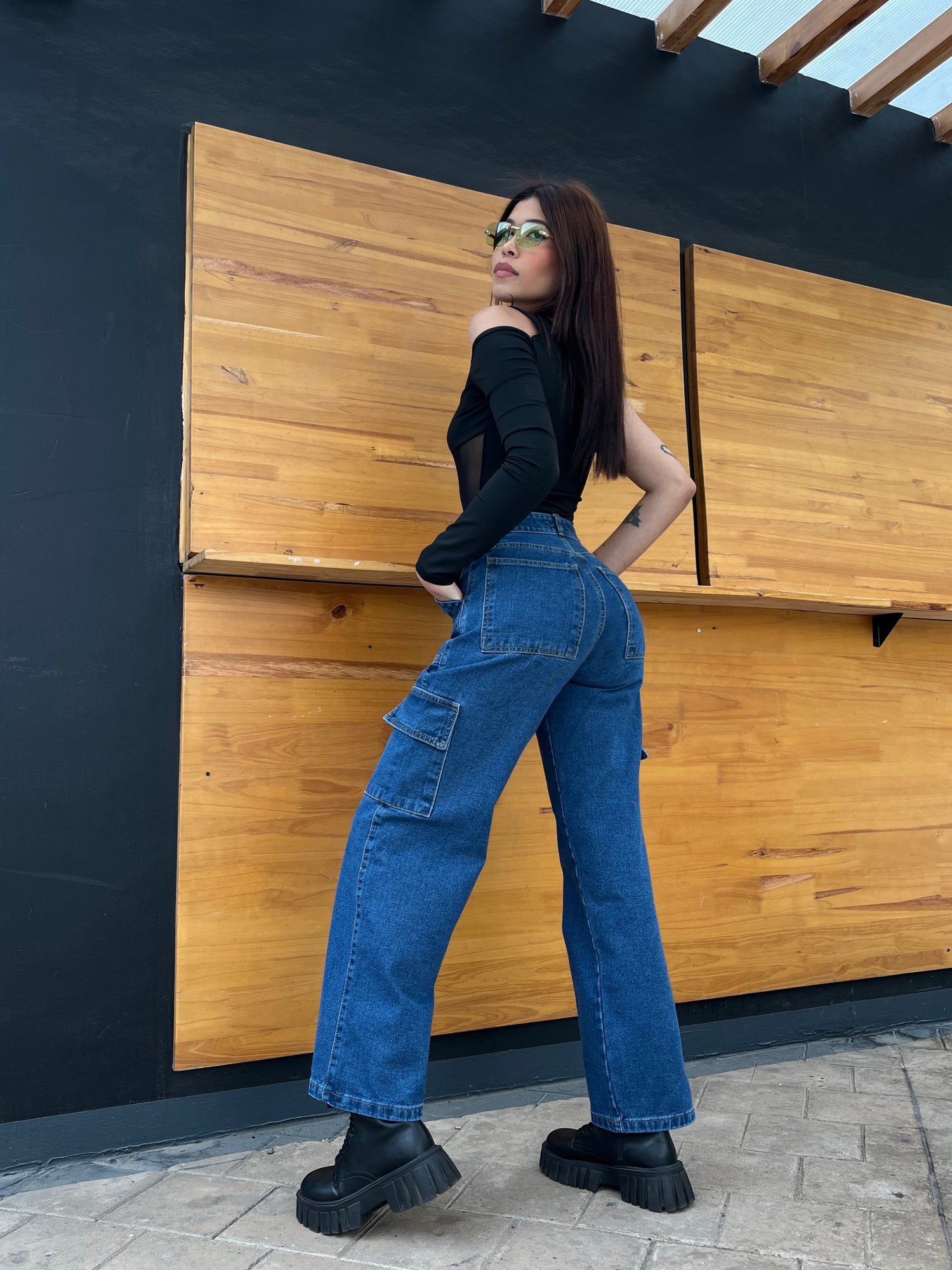 [2401] Cargo Jeans Azul Oscuro