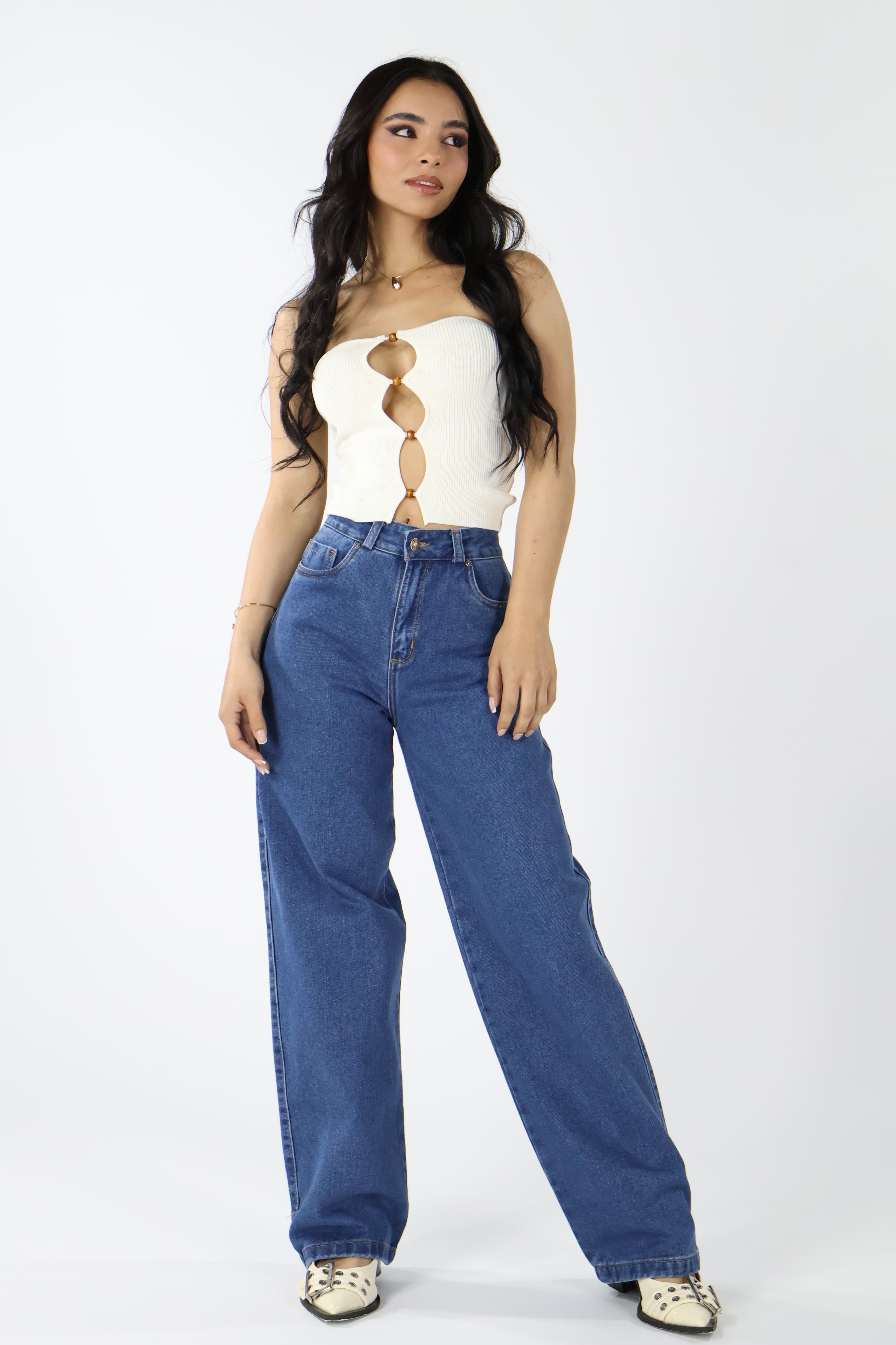 WIDE LEG AZUL MEDIO CLÁSICO · REF 2171 MEDIO
