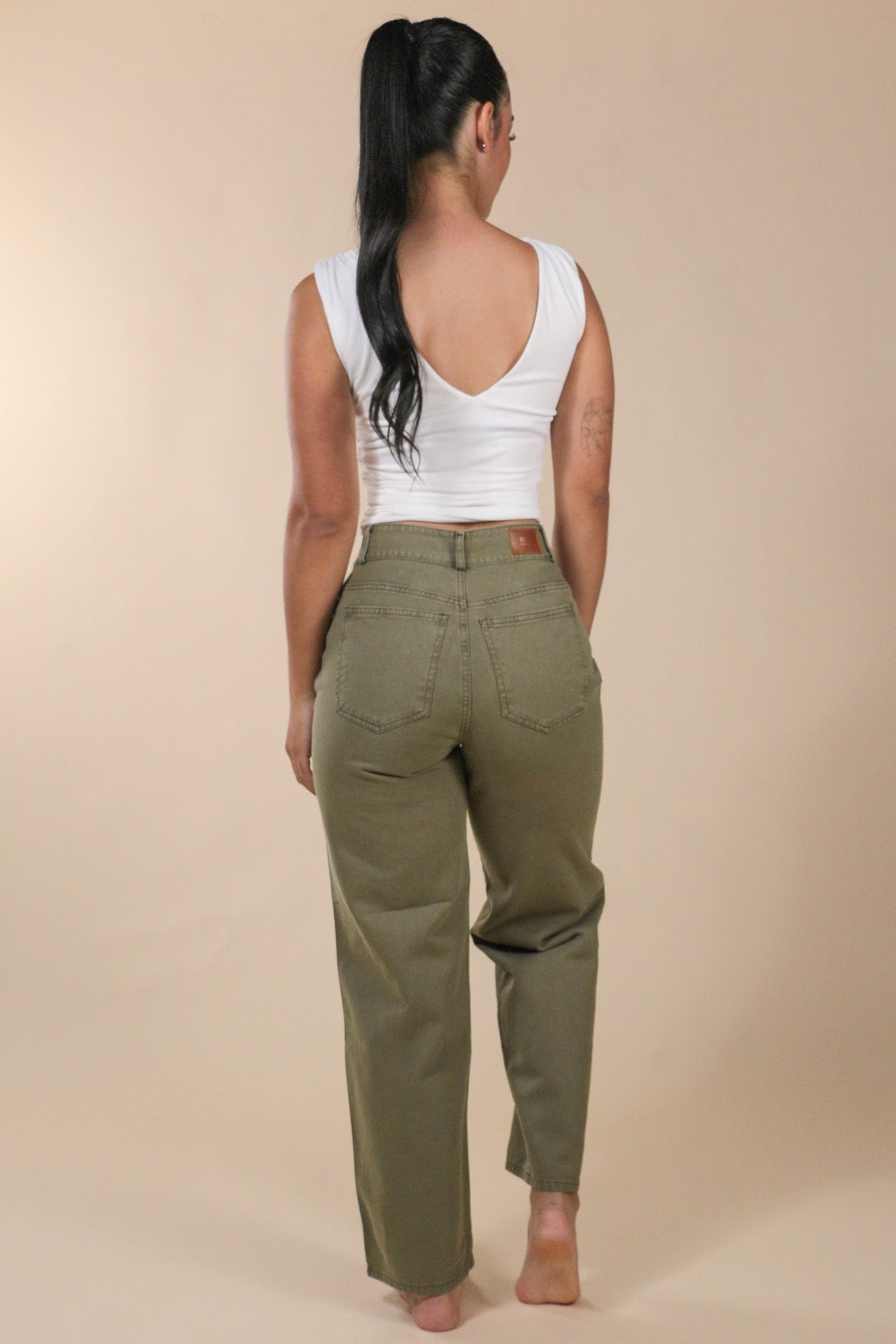 Wide Leg Jeans Verde Militar