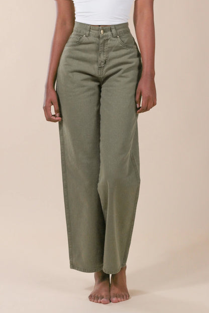 Wide Leg Jeans Verde Militar