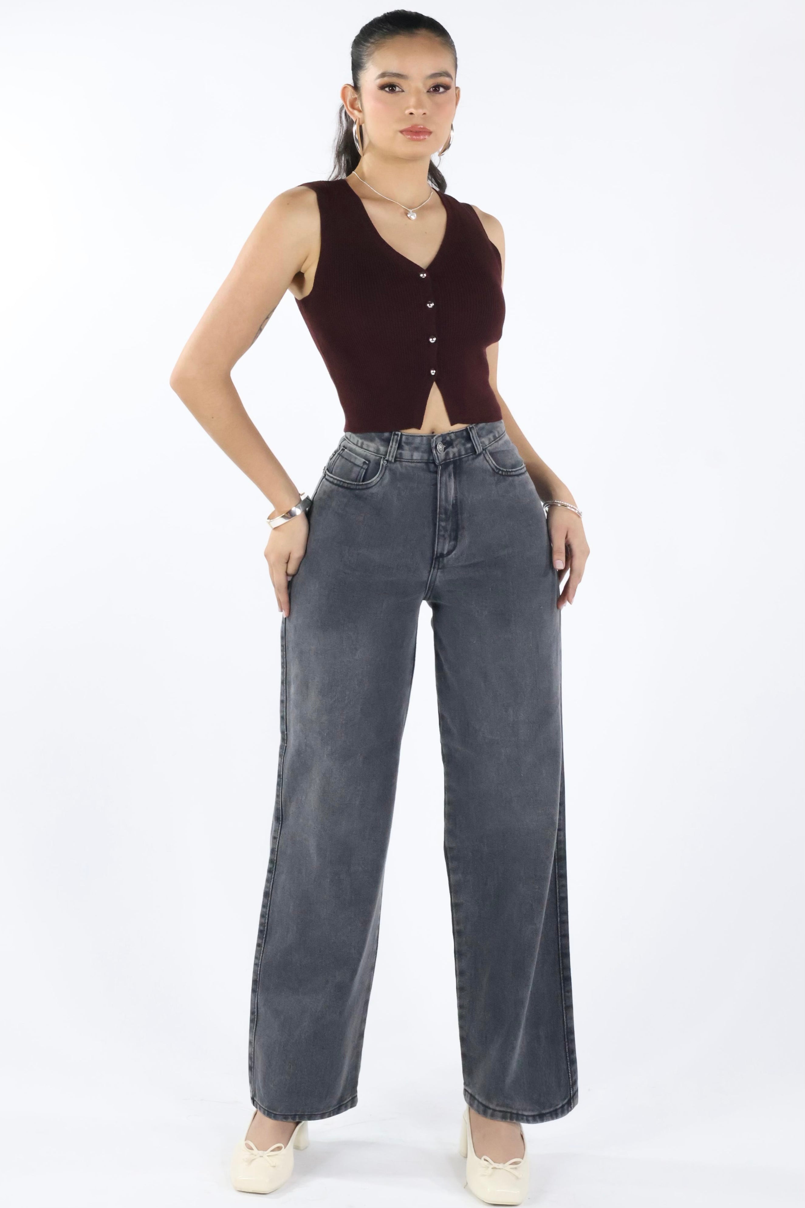 WIDE LEG GRIS DESGASTADO · 2608