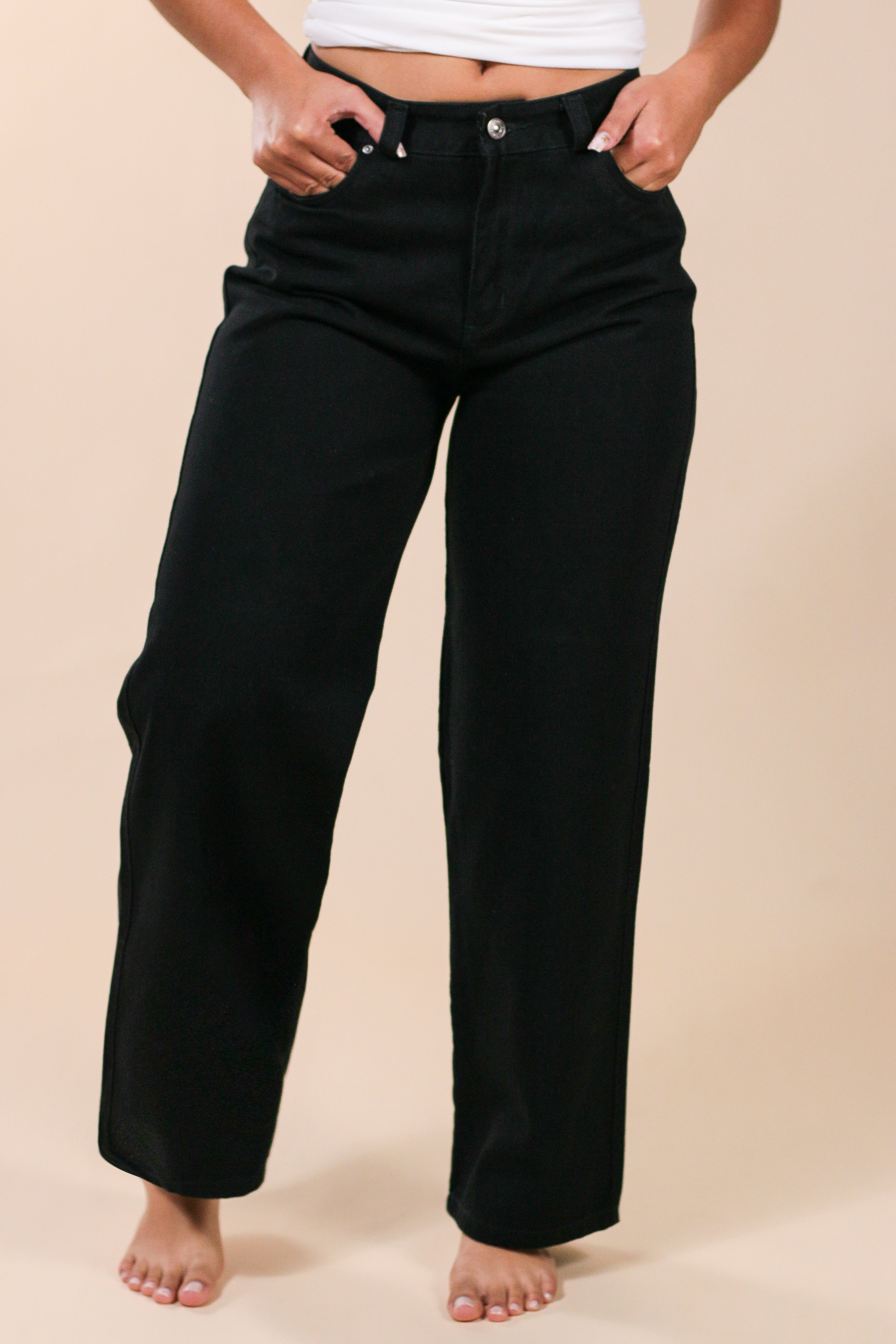 [2197] Wide Leg Jeans Negros