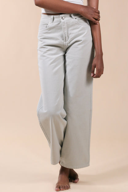 [2259] Wide Leg Jeans Gris Claro