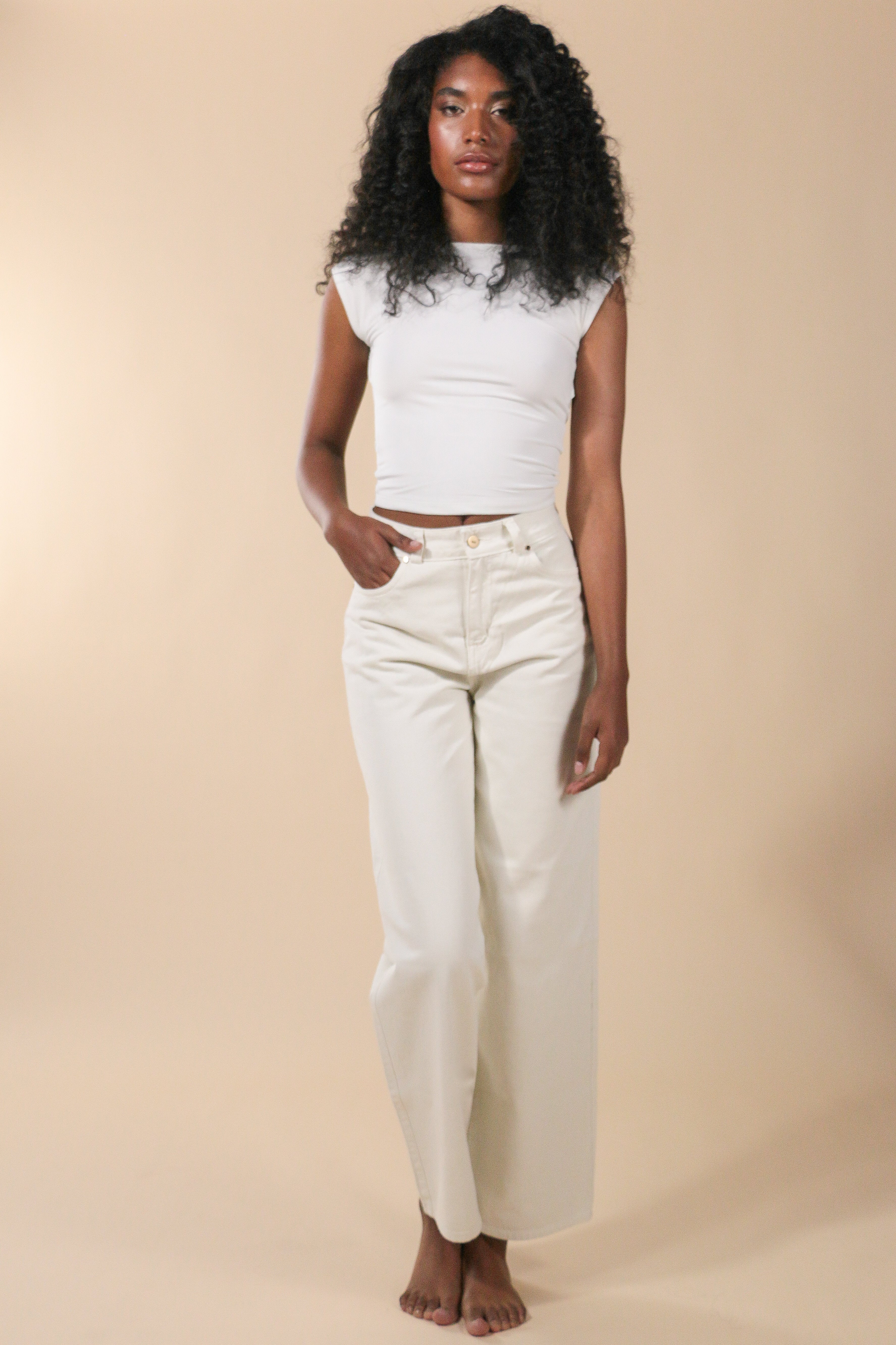 Wide Leg Jeans Crema