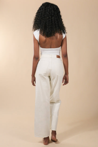 Wide Leg Jeans Crema