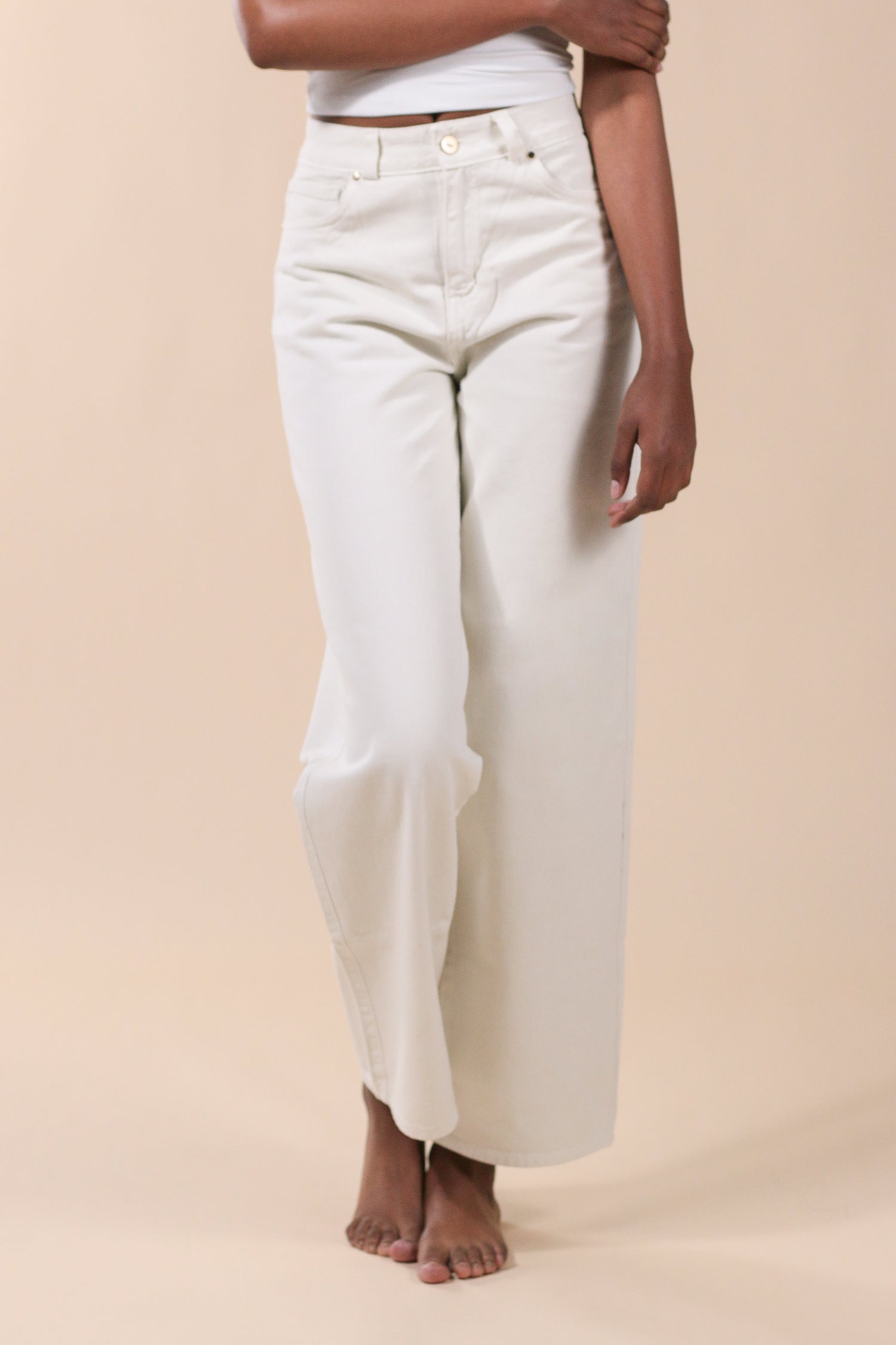 Wide Leg Jeans Crema