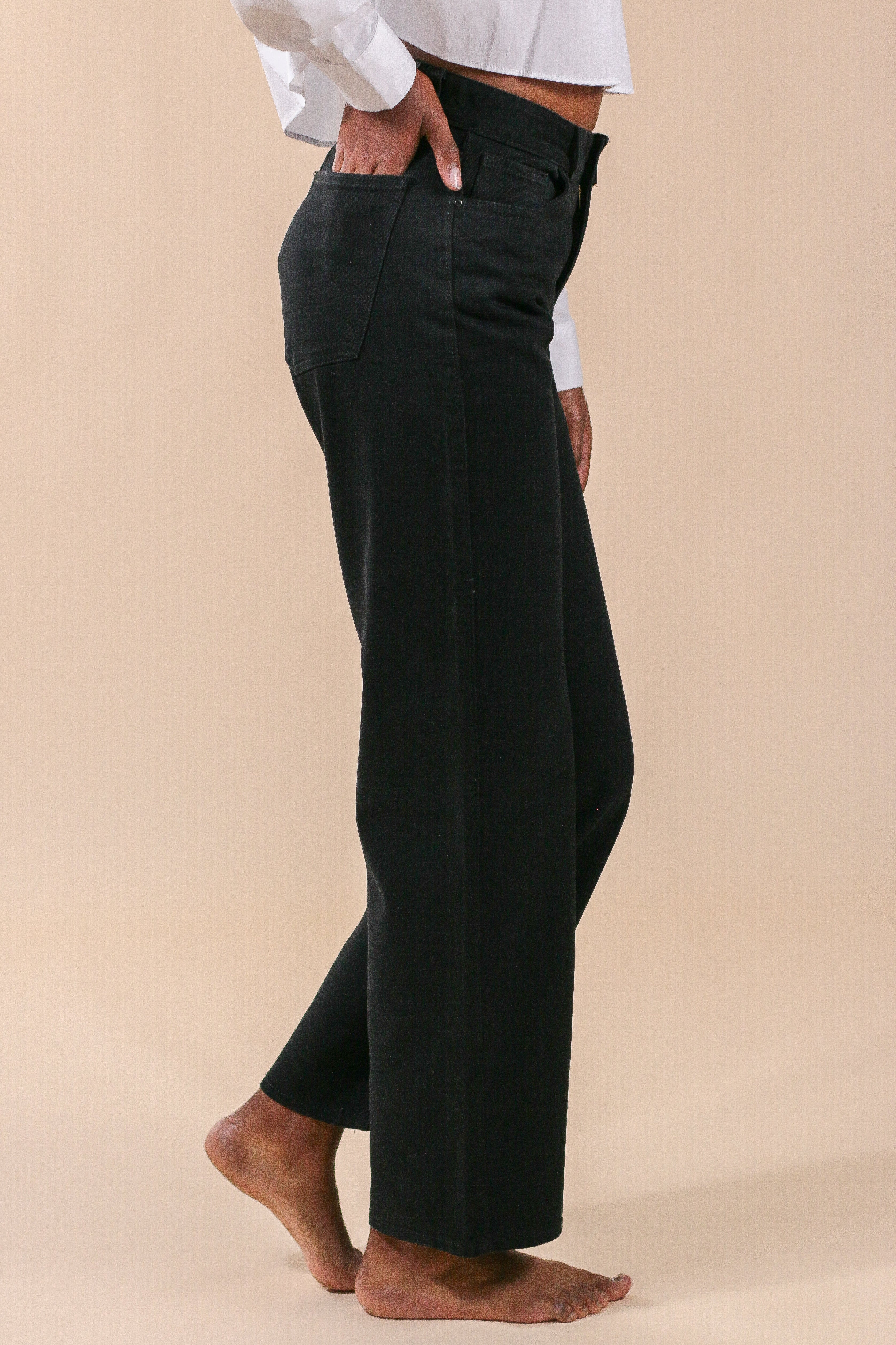 [2197] Wide Leg Jeans Negros