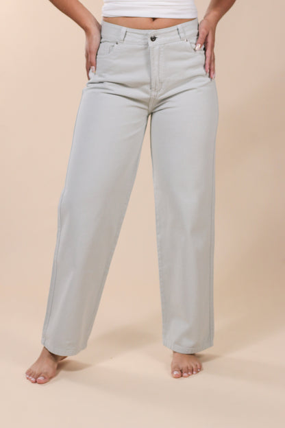 [2259] Wide Leg Jeans Gris Claro