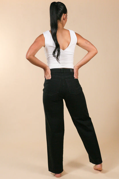 [2197] Wide Leg Jeans Negros