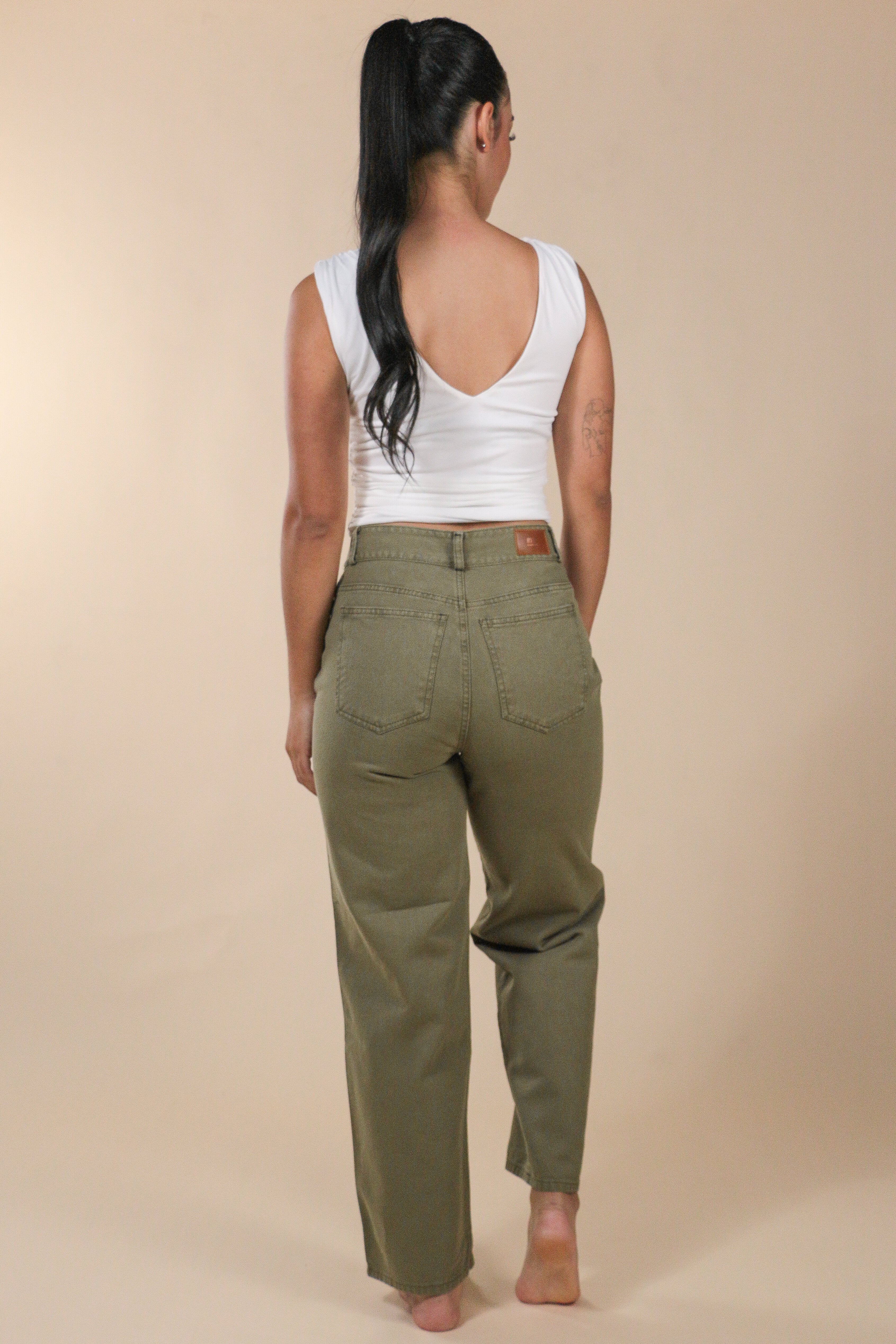 Mom jeans 2025 verde militar