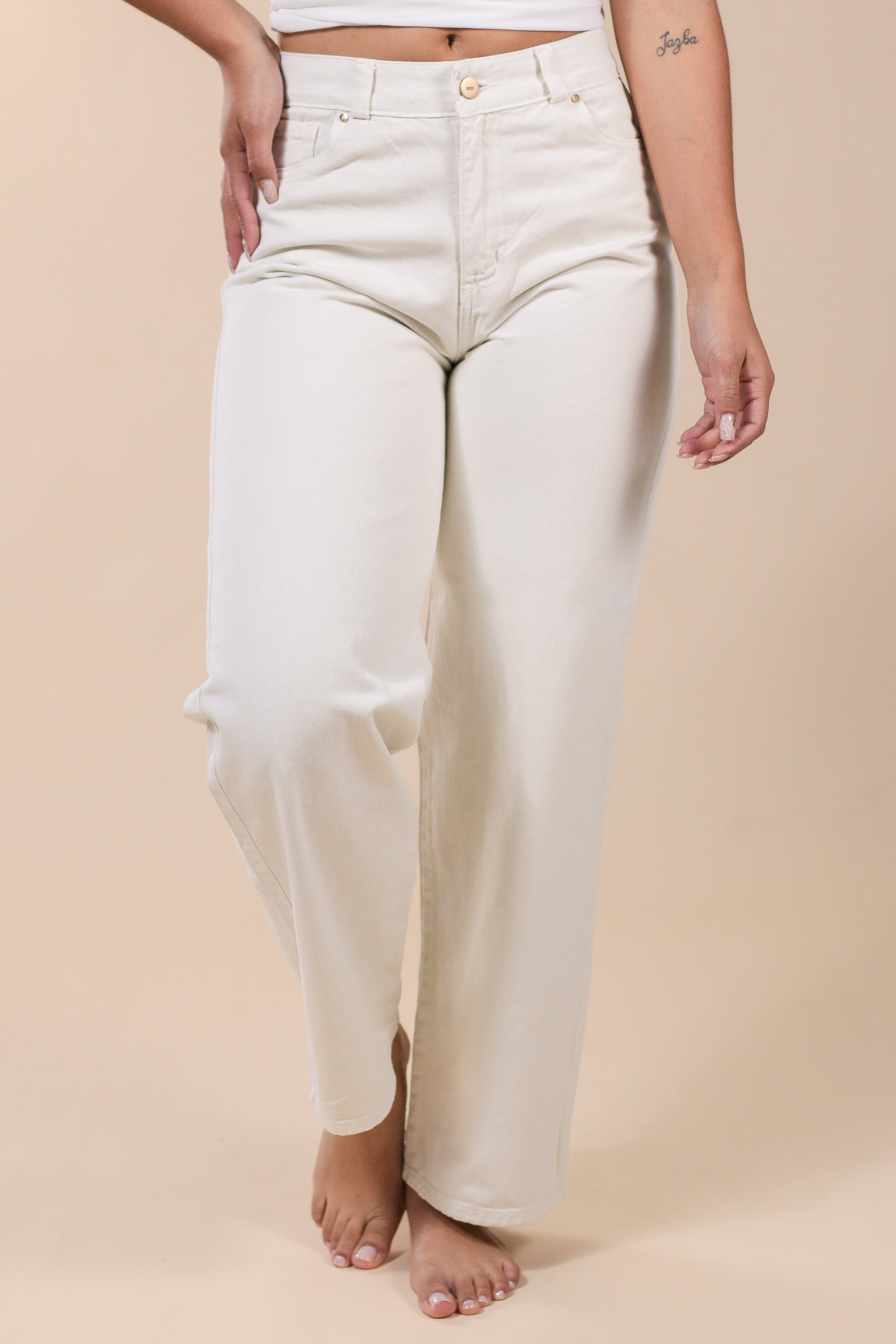 Wide Leg Jeans Crema