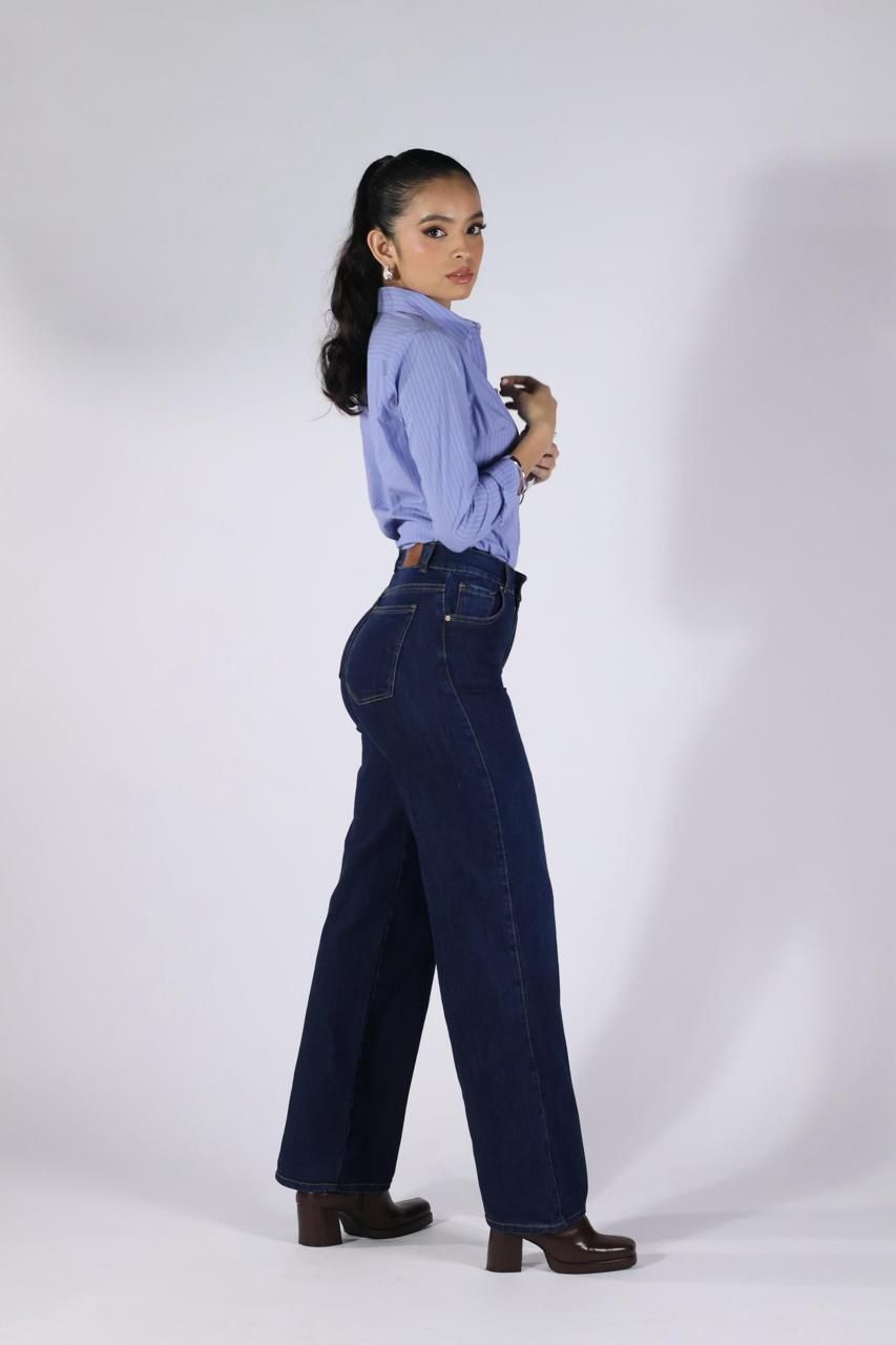 WIDE LEG STRETCH AZUL PROFUNDO · REF 2626